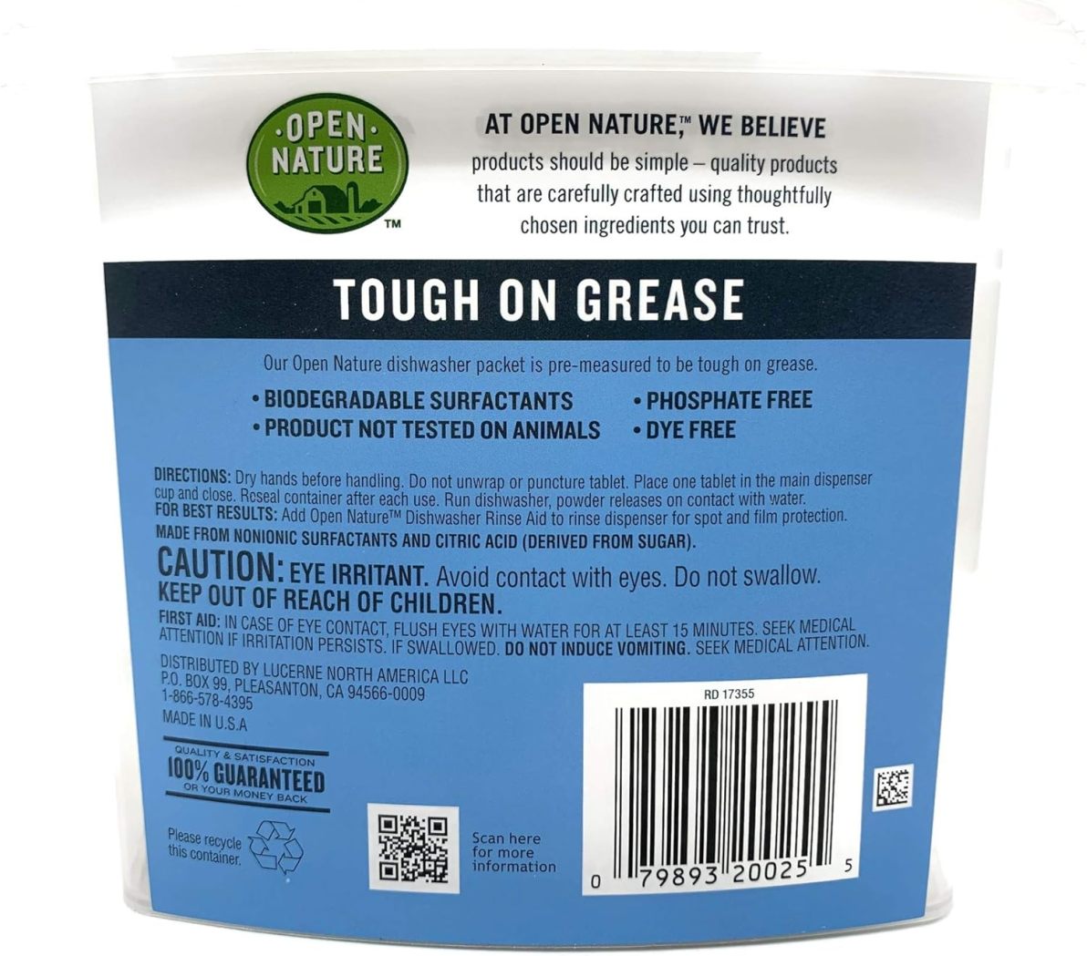 Earth Friendly Dishwasher Detergent Packets, Biodegradable, Dye & Fragrance Free (60 Packets)