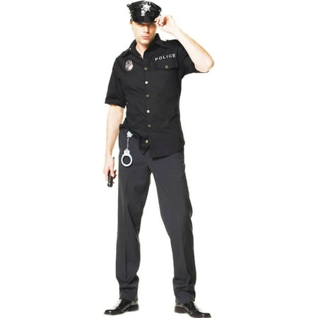Leg Avenue Men's 4 Piece Policeman Costume, Black, Medium / Large