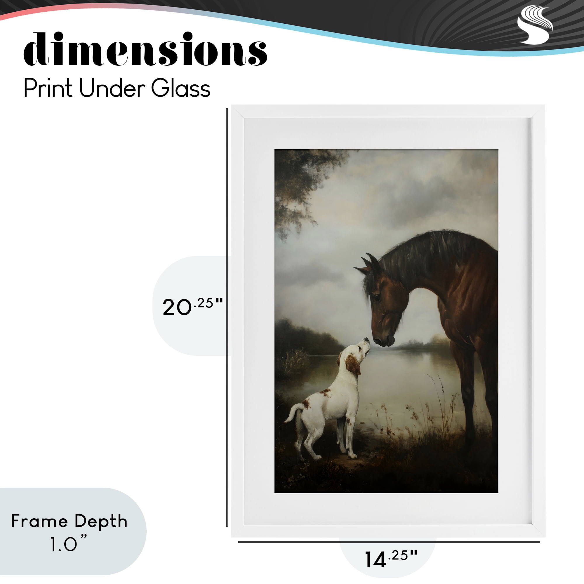 Stupell Industries Hound & Horse Companions White Framed Print Under Glass, design by Petal Prints Design