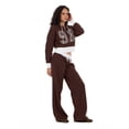 thumbnail image 3 of Forever 21 Women's Brown Cropped Zip-Up Hoodie, Varsity-Style Design, for Casual Streetwear Style, S, 3 of 6