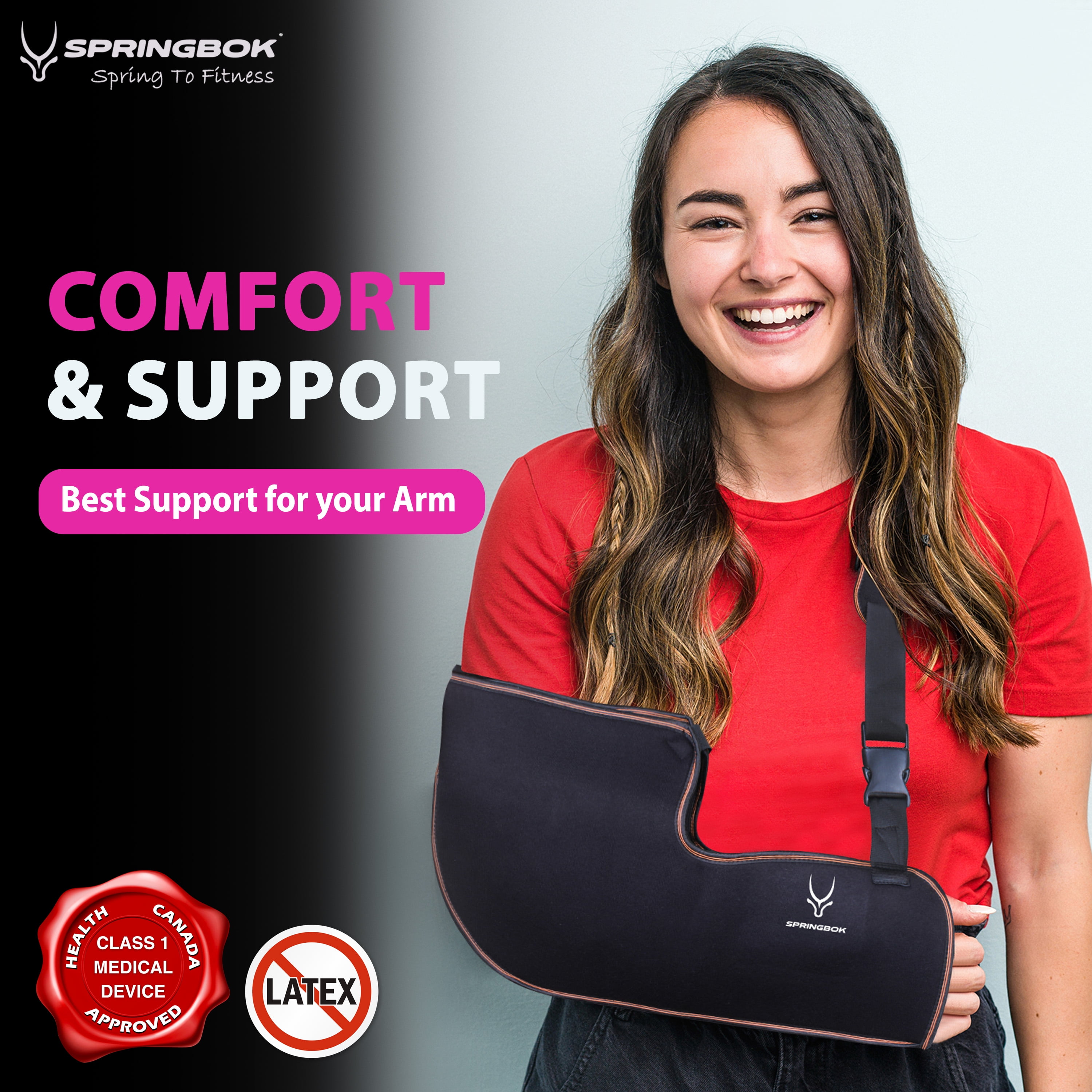 Springbok Arm Brace Immobilizer (Arm Sling Pouch) – Adjustable Shoulder & Elbow Support for Men & Women – Pain Relief for Rotator Cuff, Broken Arm, Fractured Elbow – Comfortable & Breathable (Large)