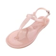 thumbnail image 2 of Jelly Sandals for Women Pearl Open Toe Flip Flops Summer Flat Beach Rain Shoes, 39, 2 of 4