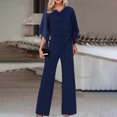 thumbnail image 2 of Womens Pants Women's Jumpsuit Elegant Wedding Pant Suit Summer Long Jumpsuit Casual Pant Suit 3/4 Sleeve Solid Color Jumpsuit High Waist Jumpsuit Jumpsuit Holiday Party Jumpsuit, 2 of 6