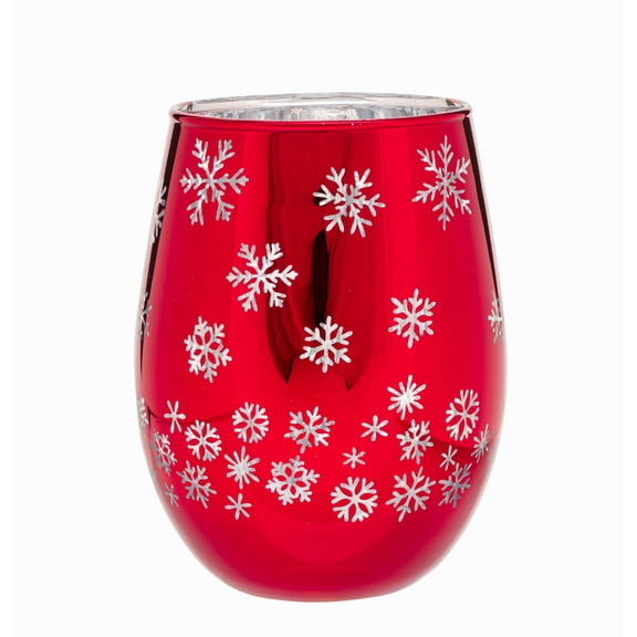 Stemless Snowflake Wine Glass 17.5 OZ Holiday Time