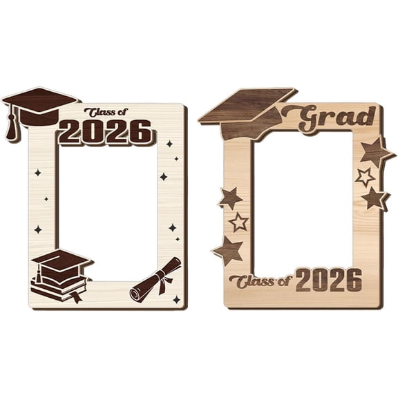 Wooden Graduation Photo Frame Set – 2 Pack 5x3.5 Inch Keepsake Picture Frames for High School or University Students, Decorative for Shelf, Living Room, Dining Room