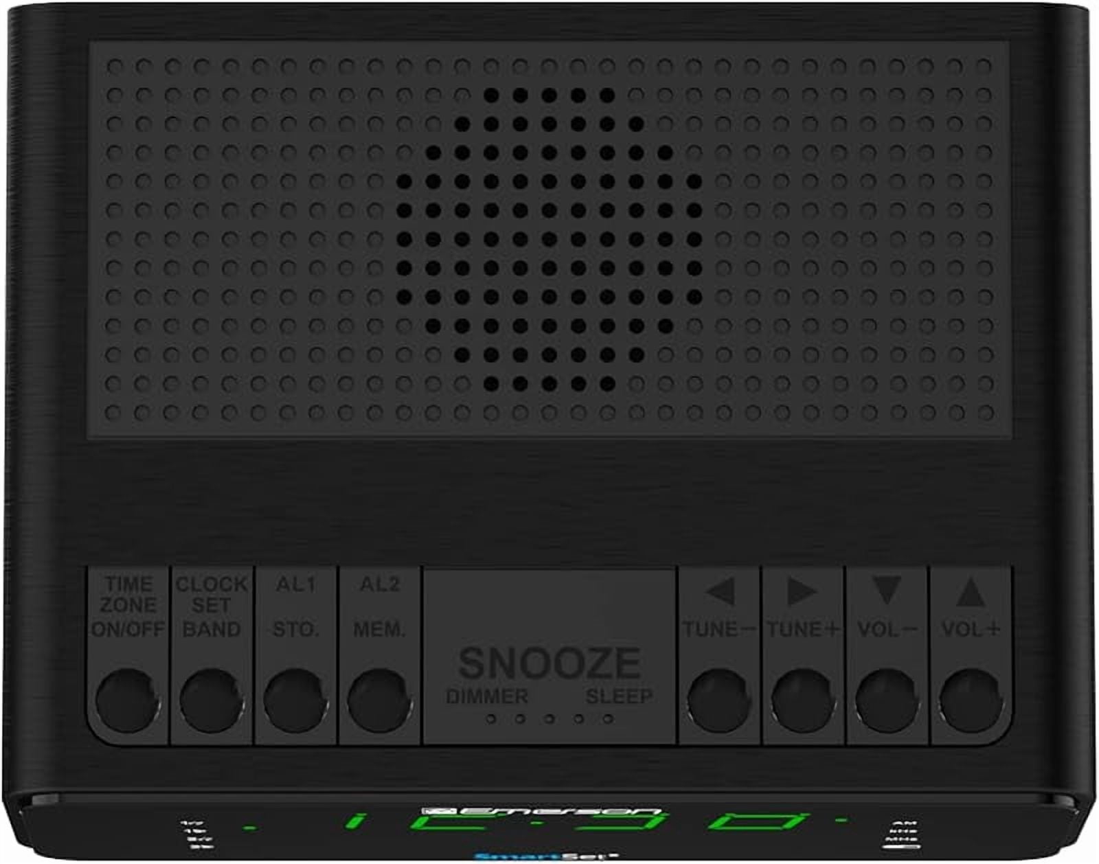 CKS1900 SmartSet Double Alarm Clock Radio with AM/FM Radio, Dimmer, Sleep Timer and .9" Green LED Display