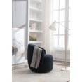 thumbnail image 5 of Swivel Barrel Chair, Teddy Fabric Swivel Accent Armchair with Black Powder Coating Metal Ring, Modern Comfortable Single Sofa Chair with Soft Seat, Upholstered Chair for Living Room Bedroom,Dark Green, 5 of 8