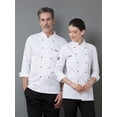 thumbnail image 3 of LEEYNEER New Men‘S Double-Breasted Decorative Long-Sleeve Chef Uniform with Leather Label, 3 of 6
