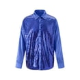 thumbnail image 2 of Cenuakty Men Sequin Shirt, Long Sleeve Turn-down Collar Button-down Shirt Fall Tops Clubwear, 2 of 5