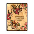 thumbnail image 1 of RYLABLUE Motif Oiseau Fleur Toison Couverture Jette 58x80 Pouces, 1 of 3