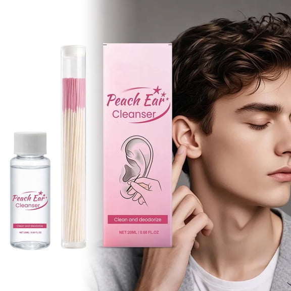 Ear Hole Cleaning Kit with 20mL Gentle Solution & 60 Pcs Threads, Daily Piercing Care for Hygiene and Healing, Safe for Sensitive Skin, Easy to Use Maintenance Set