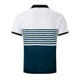 thumbnail image 5 of Huresd Men's Golf Polo Shirts Short Sleeve Collar Tennis Shirt Color Block Striped Work T-Shirt White L, 5 of 7