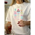 thumbnail image 1 of Vintage Nutcracker Print T-Shirt for Women, Polyester Crew Neck Tee, Casual Short Sleeve Knit Top with Geometric Pattern, Regular Length, for Summer, 1 of 6