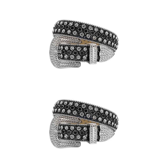 Qarigey Cowgirl Glamour Rhinestone Belt Agregue un toque de estilo Y2K al atuendo occidental Rhinestones Belt Black + White 115cm Negro+Blanco 115cm 2Conjunto