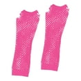 thumbnail image 3 of PMVFHDE Women's Summer Thick Fishnet Stretch Long Gloves, Punk Fingerless Nightclub Party Gloves Hot Pink,One Size, 3 of 3