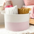 thumbnail image 5 of ZFITEI Woven Rope Cotton Blanket Basket, Pink Storage Basket, 5 of 6