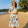thumbnail image 4 of Gukieu Tulips Flowers Print Women's Short Sleeve Dress, Elastic Waistband A-line with Pockets Summer Dress, Suitable for Daily Leisure, Work, Vacation, 4 of 6
