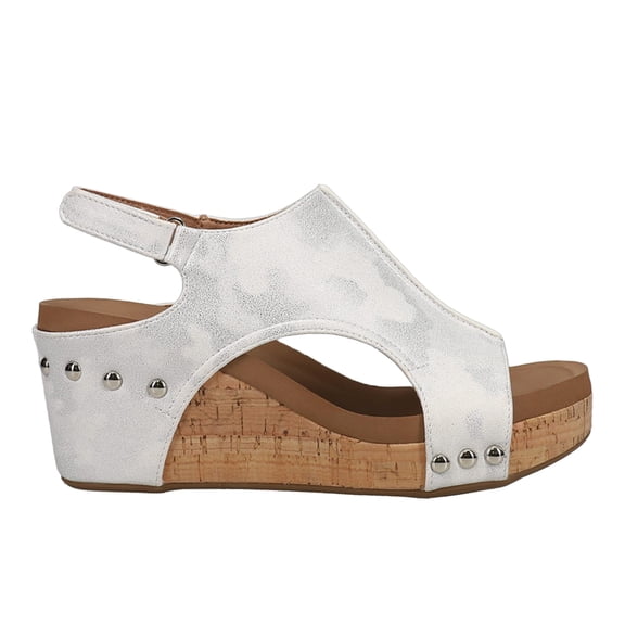 Corkys Womens Carley Studded Slingback Wedge Casual Shoes