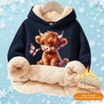 thumbnail image 5 of MAIHAN-Highland Cow Christmas Sweatshirts-Cozy Fleece Hooded Pullover with Cow Print Design,Soft Warm Winter Kids Top,Cute Highland Cow Hoodie & Sweater for Holiday Season(A-Blue,11-12Years), 5 of 6