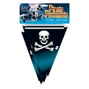 Angle View: Loftus Party Pirate Skull & Crossbones 25' Pennant Banner Black