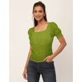 thumbnail image 2 of Moomaya Solid Tops For Women, Square Neck, Smart Chic Short Tops, 2 of 8