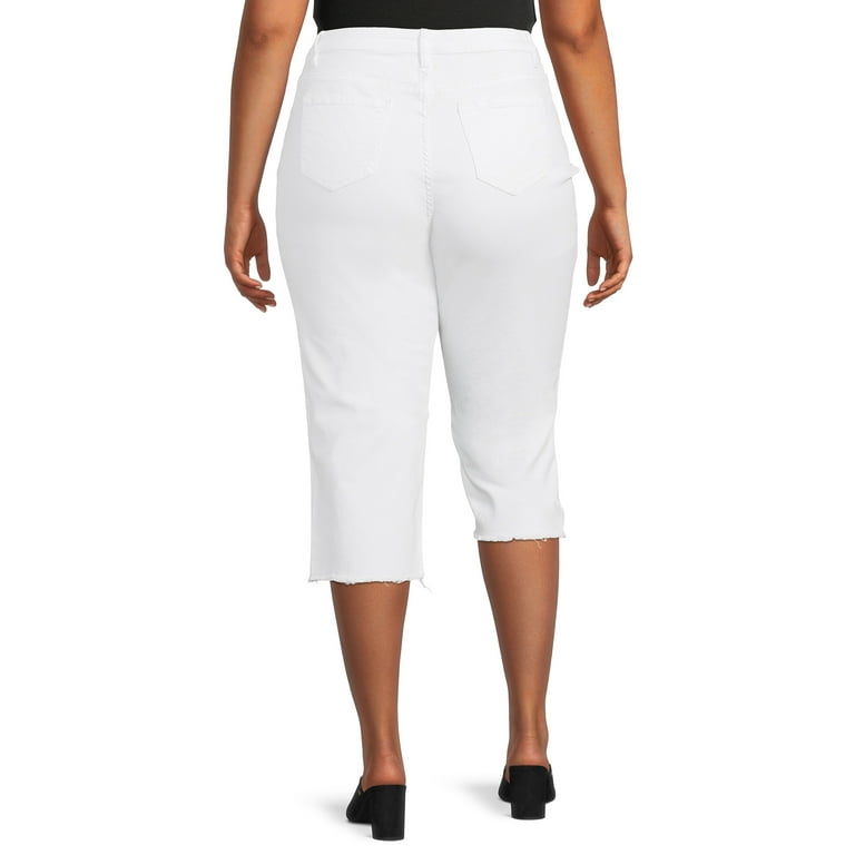 Alivia Ford Women's Plus Size Frayed Hem Capri Pants 