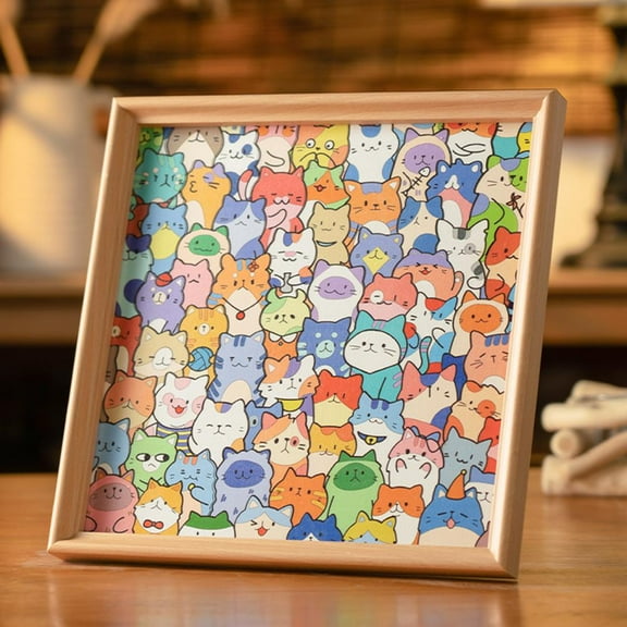 DIY Wooden Cat Puzzle with Coloring Frame – Creative Irregular Shape Toy for Age 3  with 12-Color Marker Set