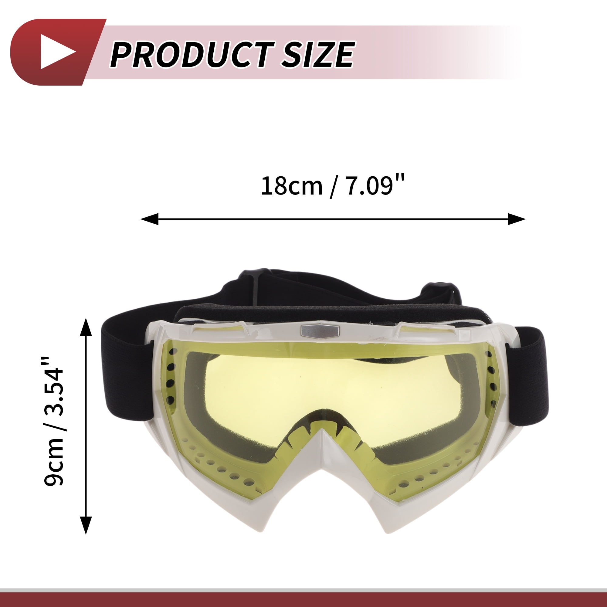 Unique Bargains Motorcycle Riding Goggles PC TPU Cycling Sunglasses Yellow Lens White Frame
