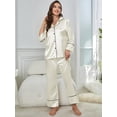 thumbnail image 2 of WEHUSE Pajamas For Women Set Silk Pjs 2 Piece Satin Sleepwear Long Sleeve Button Down Lounge Sets With Pant, 2 of 6