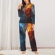 thumbnail image 2 of Balery Red And Blue Fire Dragon E Conjunto de Pijama con Estampado para Mujer, Conjunto de Dos Piezas con Manga Larga, Ropa de Dormir Suave con Bolsillos, Pijamas Cómodos-Small, 2 of 7