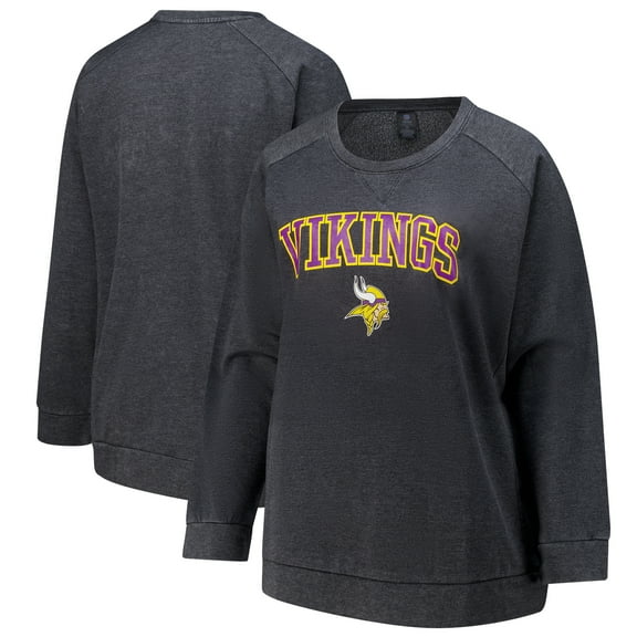 Women's Profile  Charcoal Minnesota Vikings Plus Size Acid Wash Raglan Sweatshirt