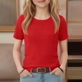 thumbnail image 7 of EnJoCho Girls Short Sleeve Top Ribbed Knit Crew Neck Basic Solid Tee Slim Fit Casual T-Shirt Summer Tops Shirts 5-14 Years, 7 of 7