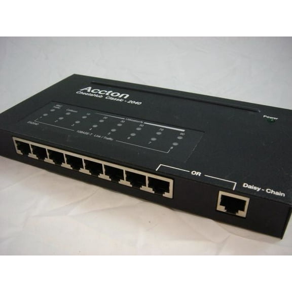 Accton CheetaHub Classic-2040 8-Port Ethernet Hub, EN2040 P/N 19030070, W/ ADAPTER