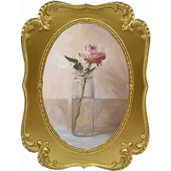 4x6 Vintage Oval Picture Frame Antique Gold Photo Frame Tabletop and Wall Mount Display Vintage Wall Decor Ornate Home Decor