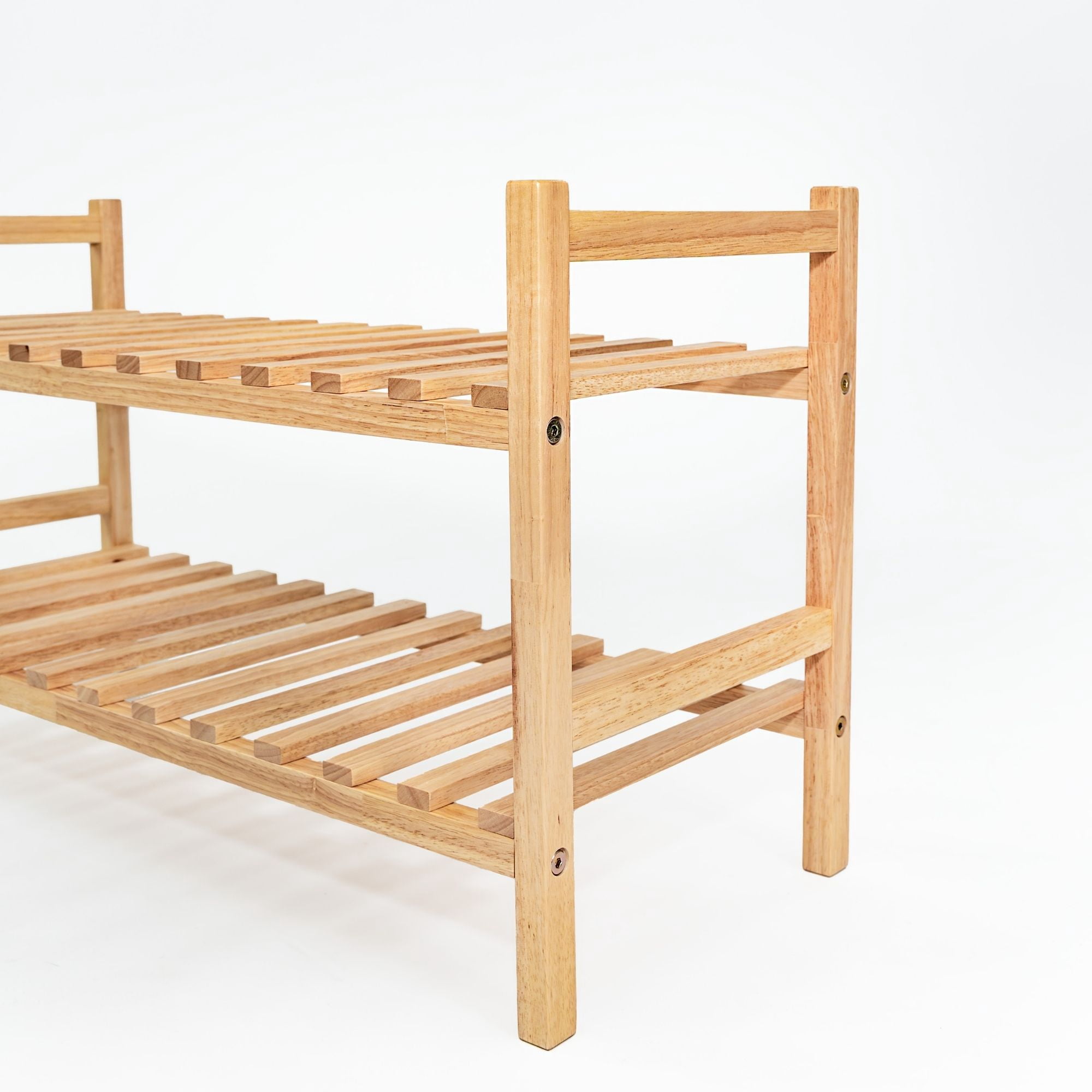 PJ Wood Stackable Wood Shoe Rack Organizer Shelf Closet Entryway Bedroom, Natural