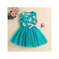 thumbnail image 3 of Todder Girls Summer Casual Dress 1Y 2Y 3Y 4Y 5Y 6Y Round Neck Sleeveless Mesh Dinosaur Print Midi Patchwork Tutu A-Lined Dress, 3 of 10