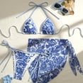 thumbnail image 1 of Trajes de baño para mujer, Trajes de baño para mujer, Conjunto de tres piezas de bikini con lazo degradado y horquilla, Traje de baño, 1 of 7