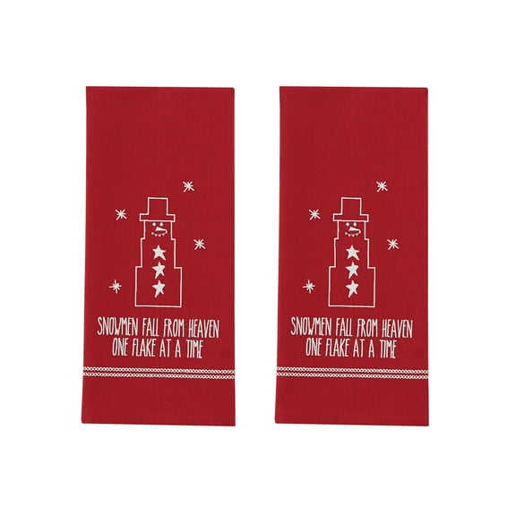 Park Designs Snowmen Fall From Heaven Embroidered Dishtowel Set of 2
