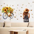 thumbnail image 1 of Adhesivo de pared con forma de girasol, bicicleta, niña, mariposas, PVC, 74 x 156 cm, 1 of 4