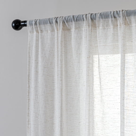 Vintage Touch Linen Sheer Curtains 37" × 84", Charlotte Window Curtains Set of 4 Panels for Bedroom, Living Room