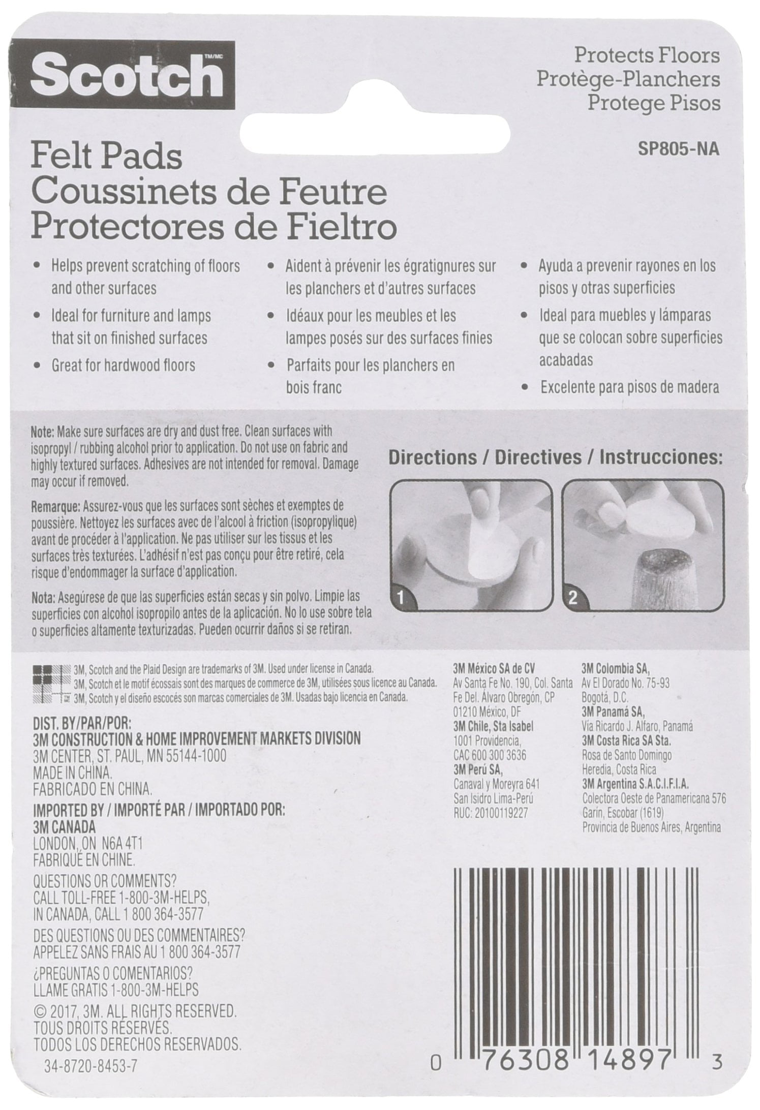 Scotch® Round Felt Pads, SP801-NA, beige, 1 in (2.54 cm), 16 per pack