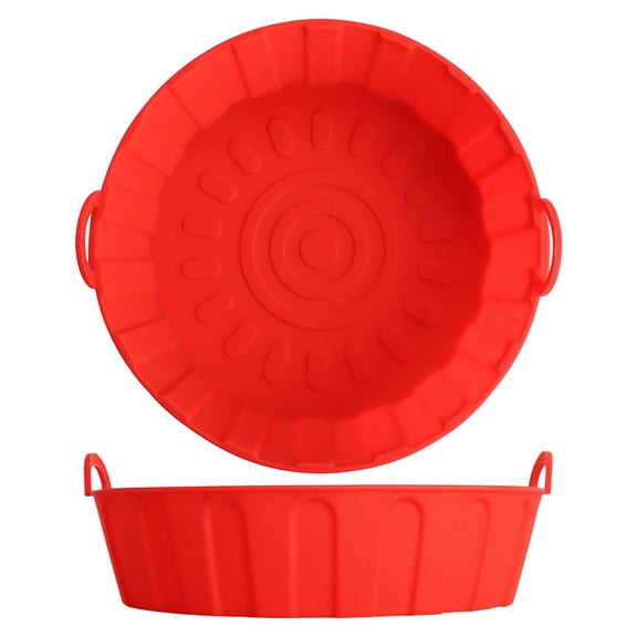 Lksixu Reusable Air Fryer Liners-8.18 Inch Air Fryer Silicone Pot Round Food Safe Non Stick Air Fryer Basket Accessories, Replacement of Paper Liner Air Fryer Pot Kitchen Accessories