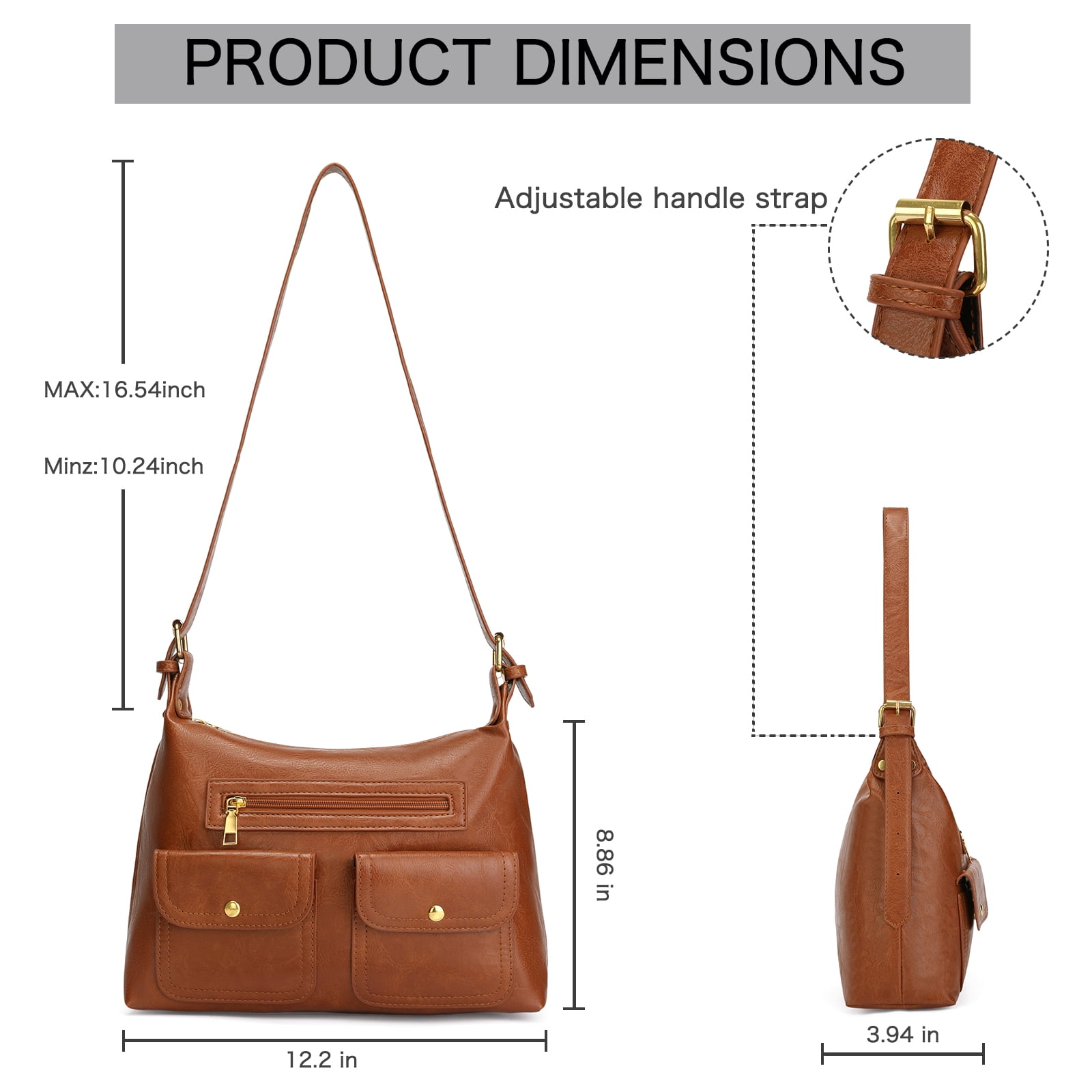 GOIACII Shoulder Bag for Women, Vegan Leather Hobo Bag, Trendy Handbags with Adjustable Strap