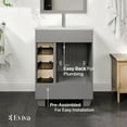 thumbnail image 6 of Eviva Happy 24"W x 18"D Gray Bathroom Vanity with White Carrara Quartz Countertop and Undermount Porcelain Sink, 6 of 10