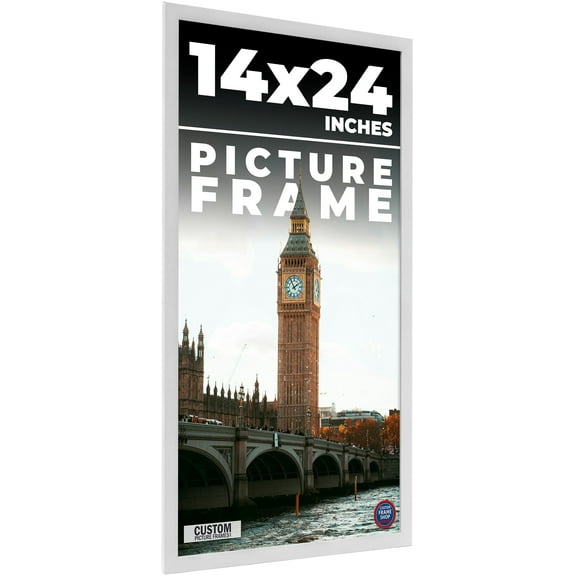24x14 White Wood Picture Frame - UV Acrylic, Foam Board Backing, Hanging Hardware