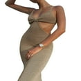 thumbnail image 1 of Women Dress Solid Color Hollow Backless Tight Suspender Long Dress, 1 of 6