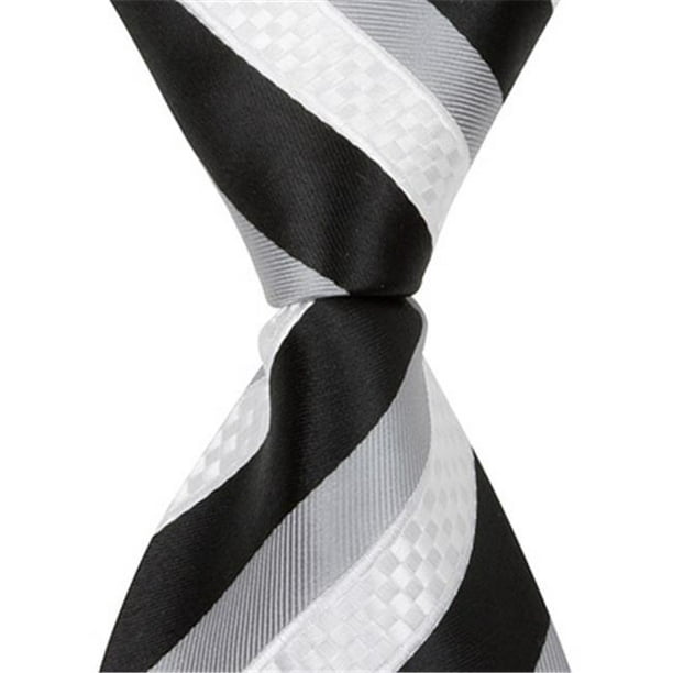 X2 - 15,25 Po Cravate à Glissière - Noir&44; Blanc&44; & Rayures Grises&44; 8-11