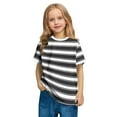 thumbnail image 6 of T-Shirts Size 3-14 Years for Children Boys and Girls Short Sleeve Crew Neck Striped Summer Saving Clerance Kids' Sports Breathable Tops Black, 6 of 8