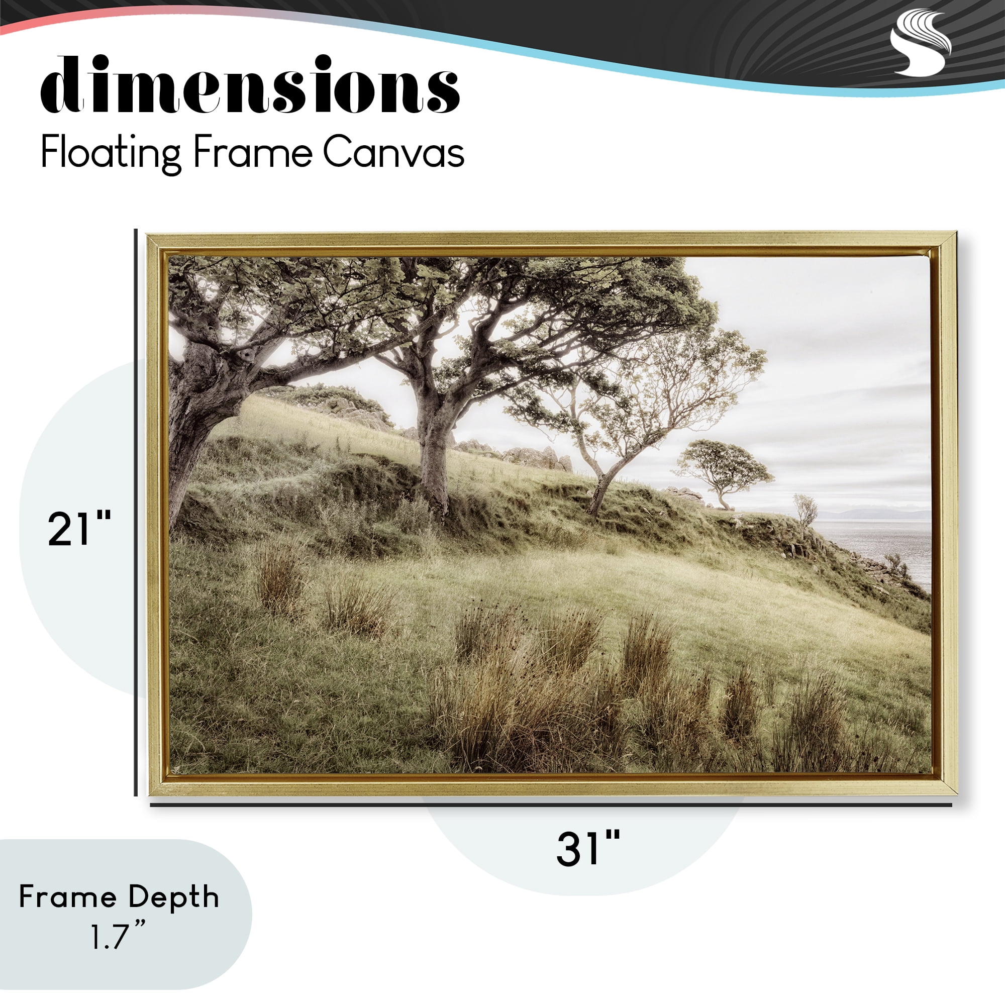Stupell Industries Irish Hillside Landscape Gold Framed Floater Canvas Wall Art, design by Andy Amos