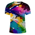 thumbnail image 3 of FINALGANG Mens Short Sleeve Crewneck TShirts With Colorful Paint Splatter Print Casual Loose Fit Streetwear Tees For Summer Holiday Daily Wear Red XL, 3 of 4